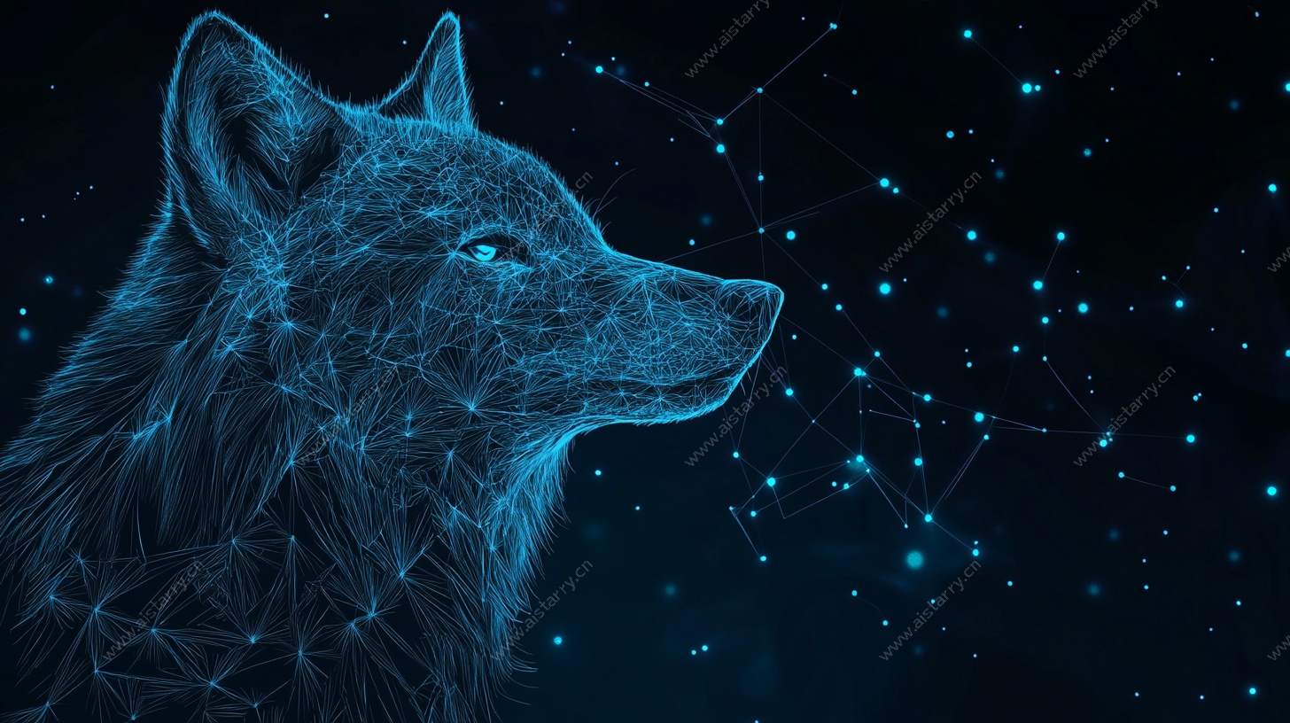 科技感蓝狼星空图