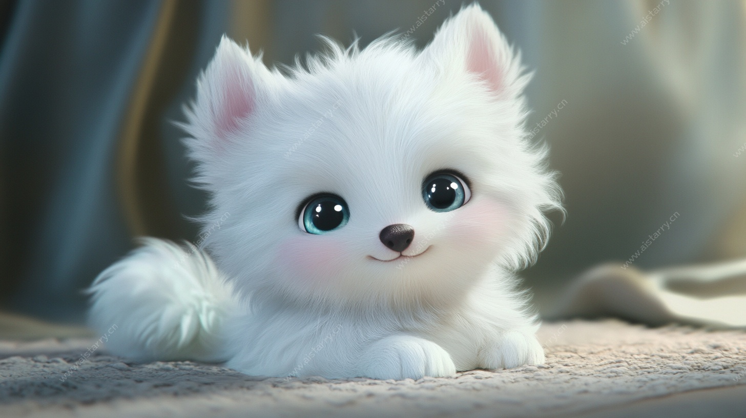 可爱白毛萌宠小狐狸