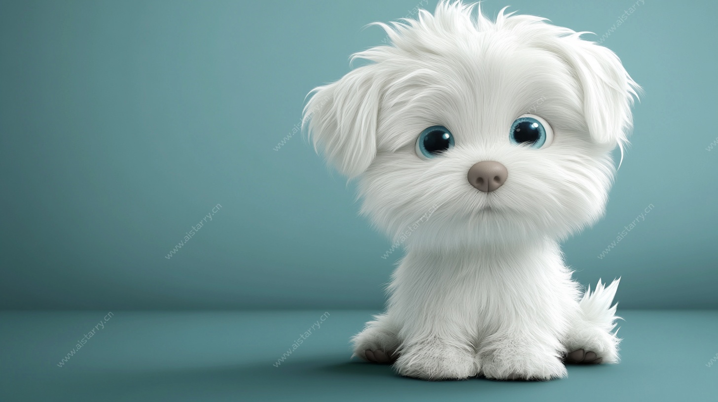 可爱白毛小狗萌态写真