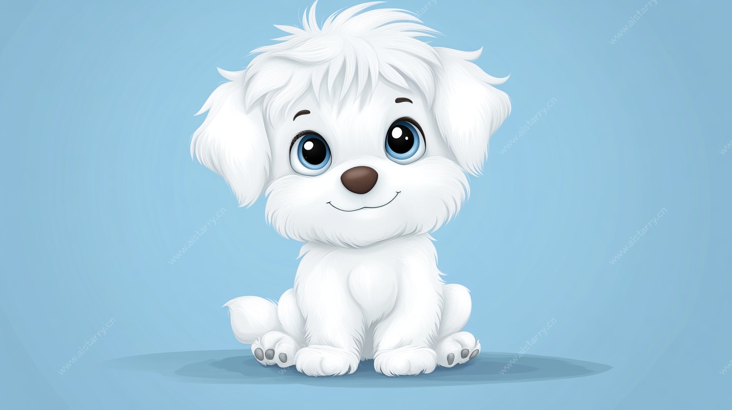 可爱白毛小狗插画