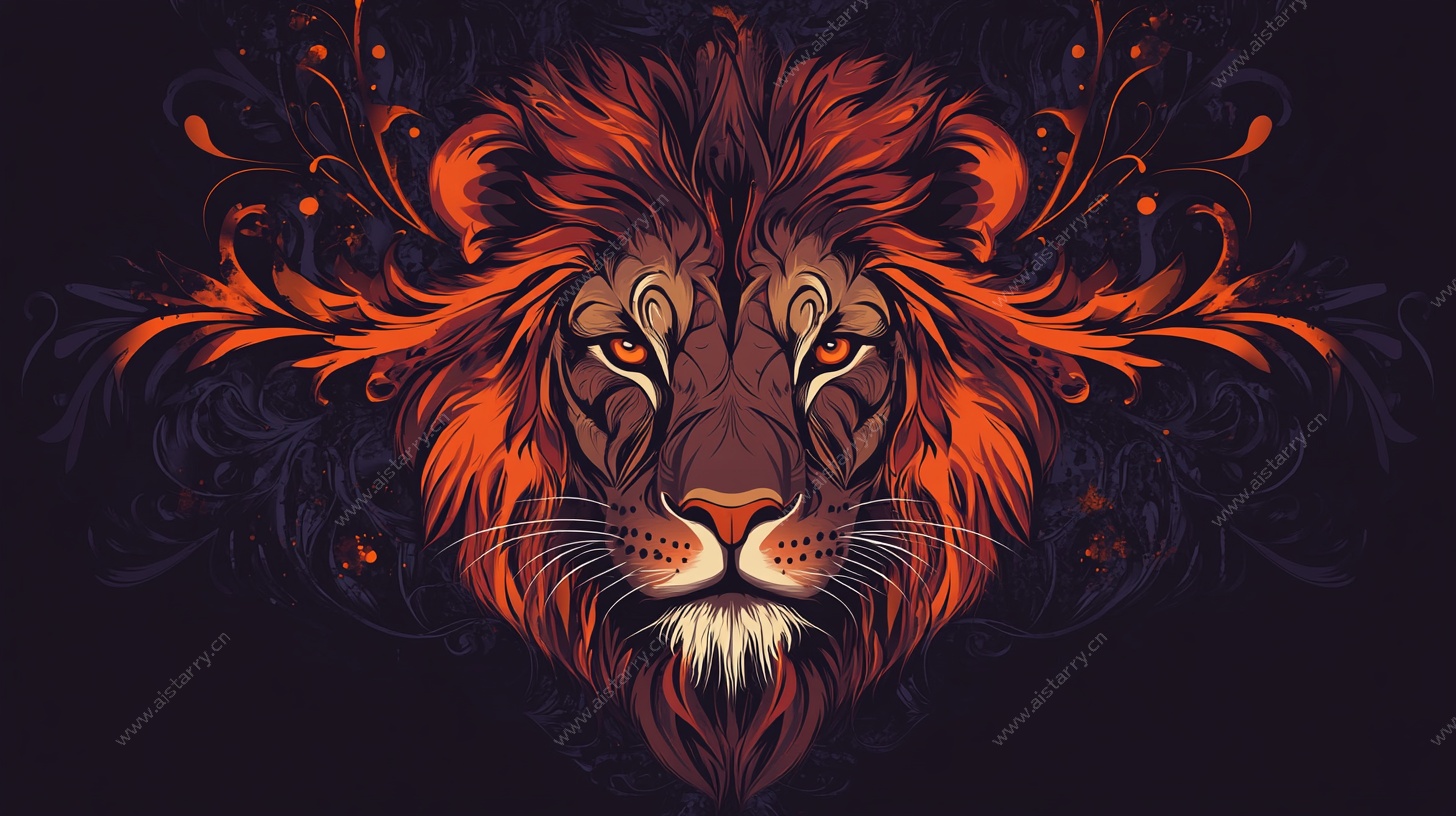 火焰雄狮艺术插画