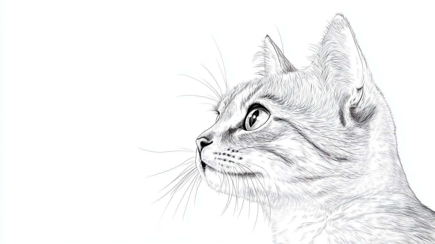 素描猫咪侧颜