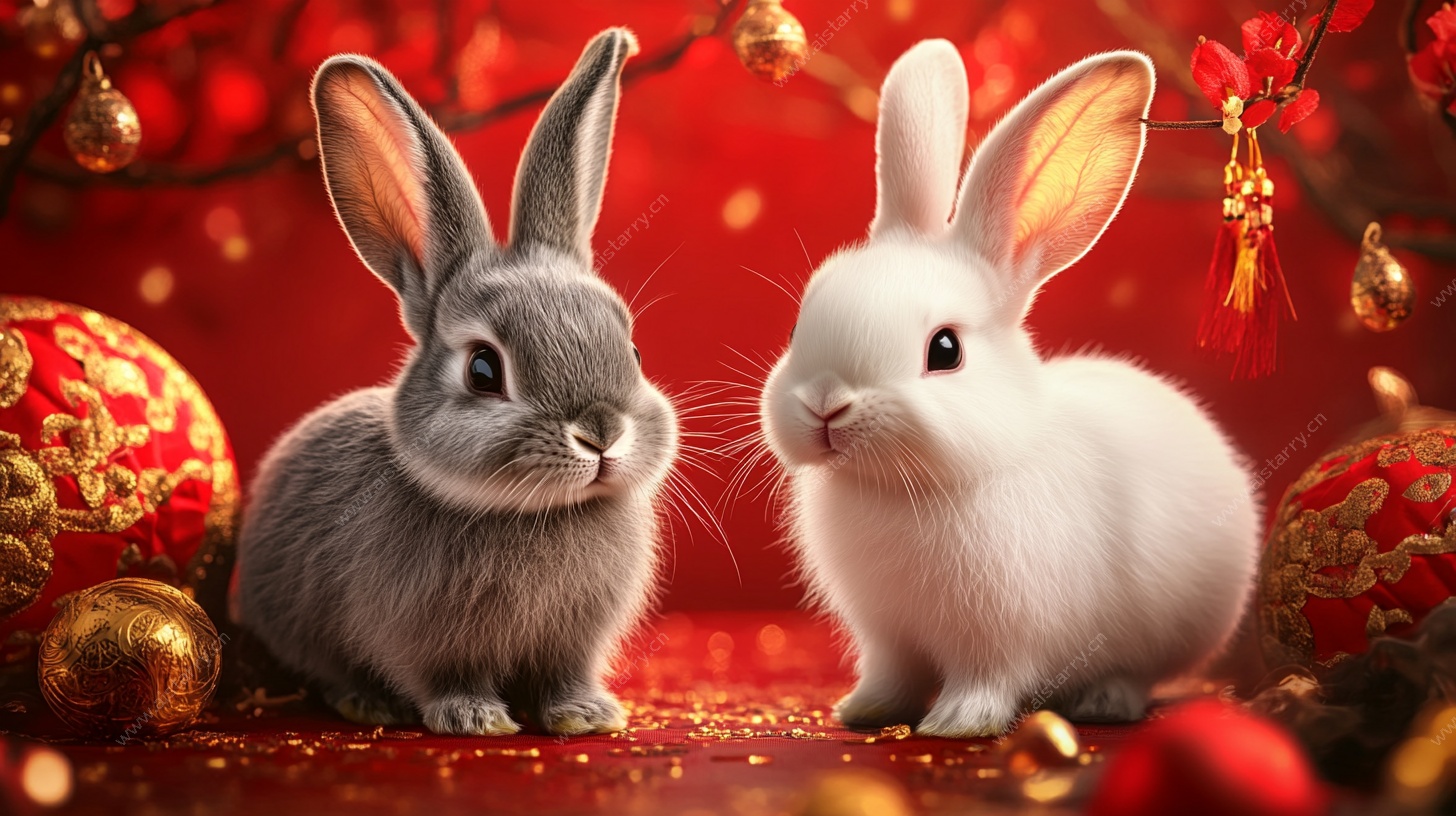 双兔贺岁图