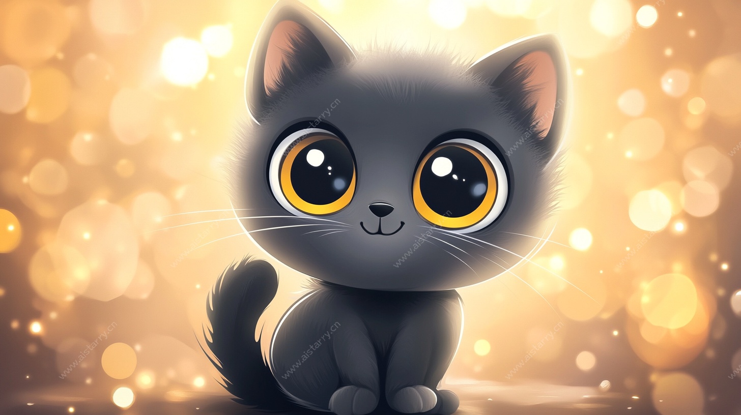 可爱黑猫萌趣插画