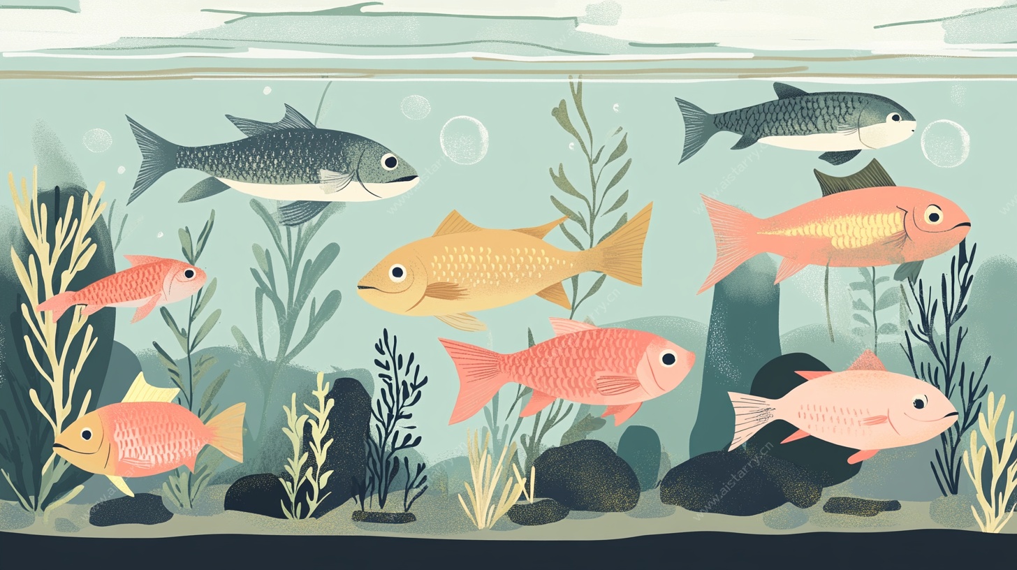 海底鱼儿畅游插画