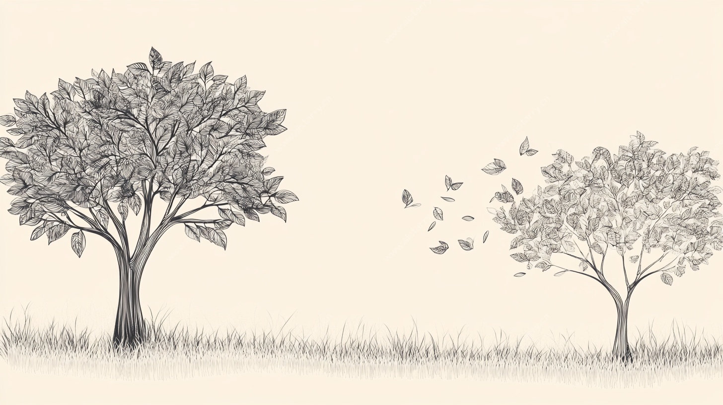 两棵树的静谧风景