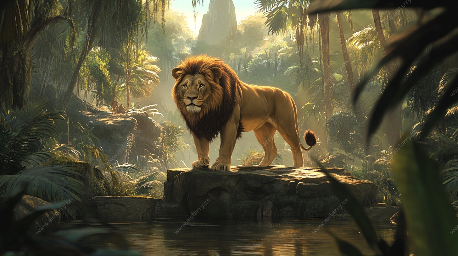 雄狮傲立丛林间