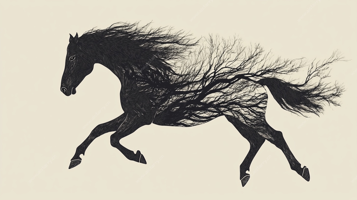 奔跑的树影骏马