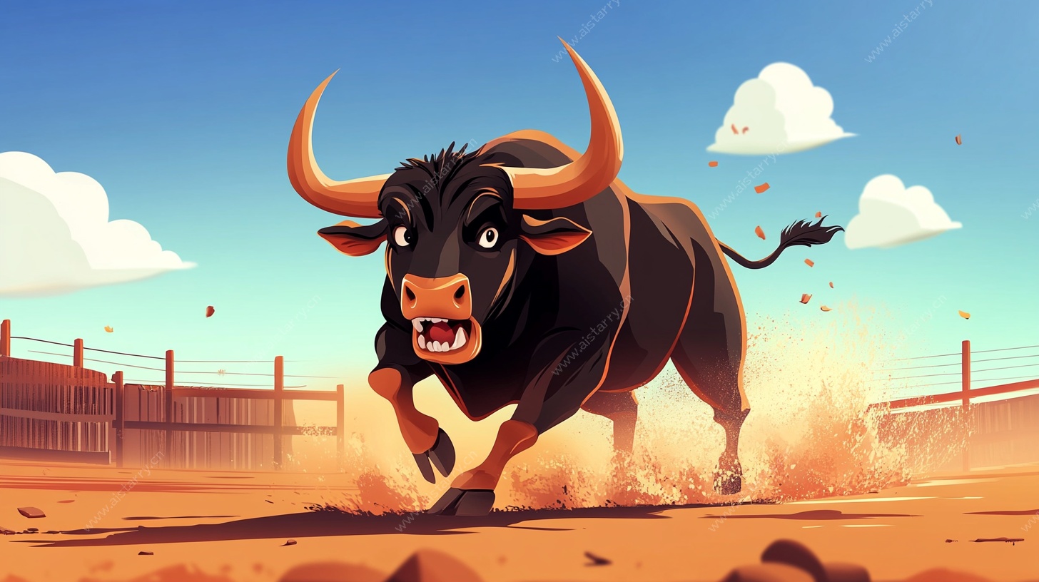 奔跑的公牛插画