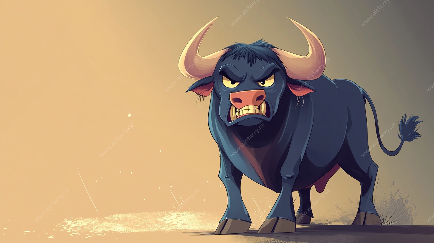 愤怒的公牛插画