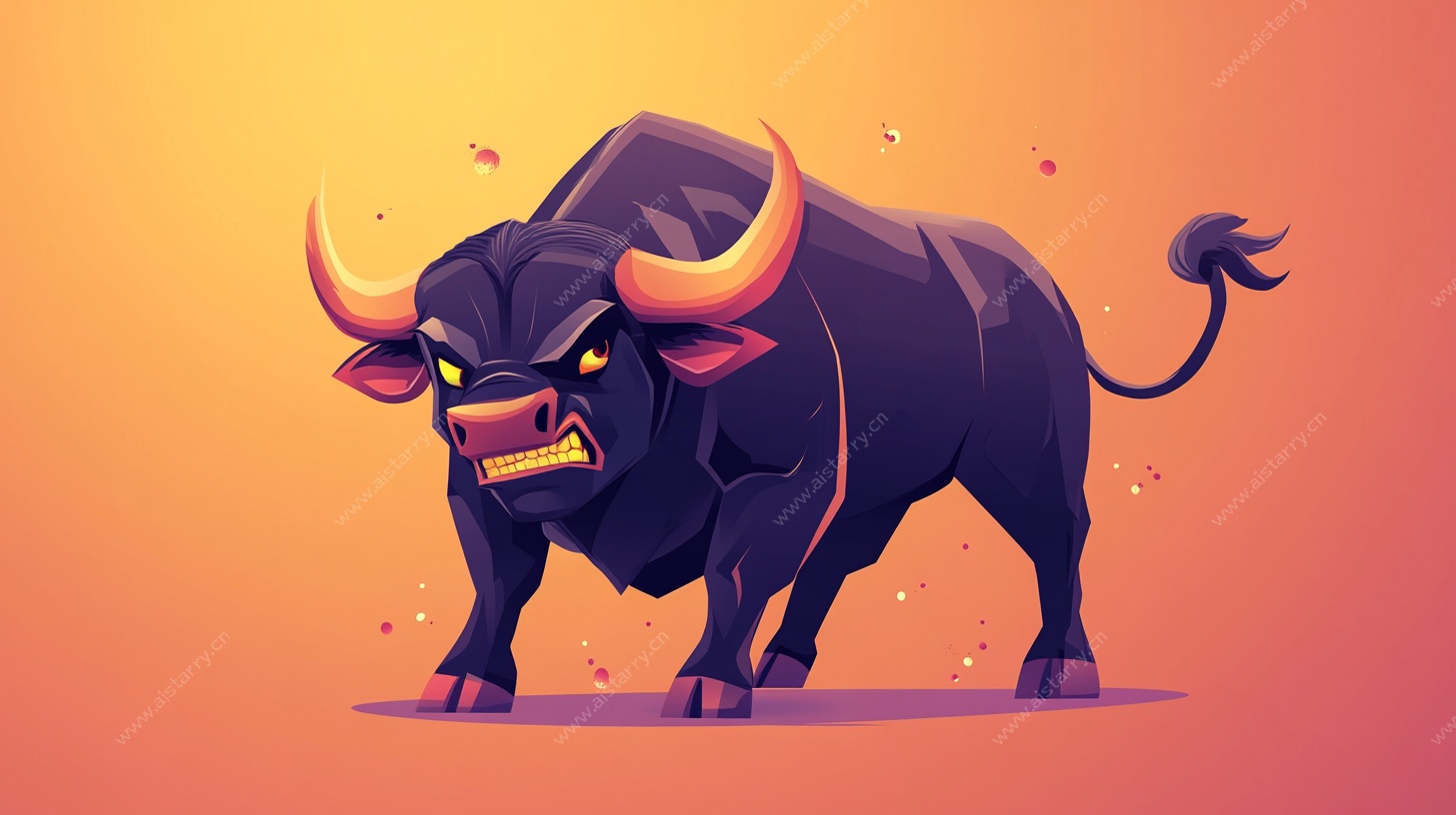 愤怒的公牛插画