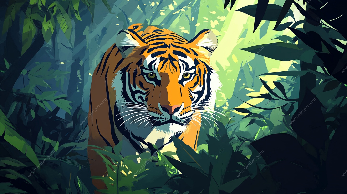 丛林猛虎插画