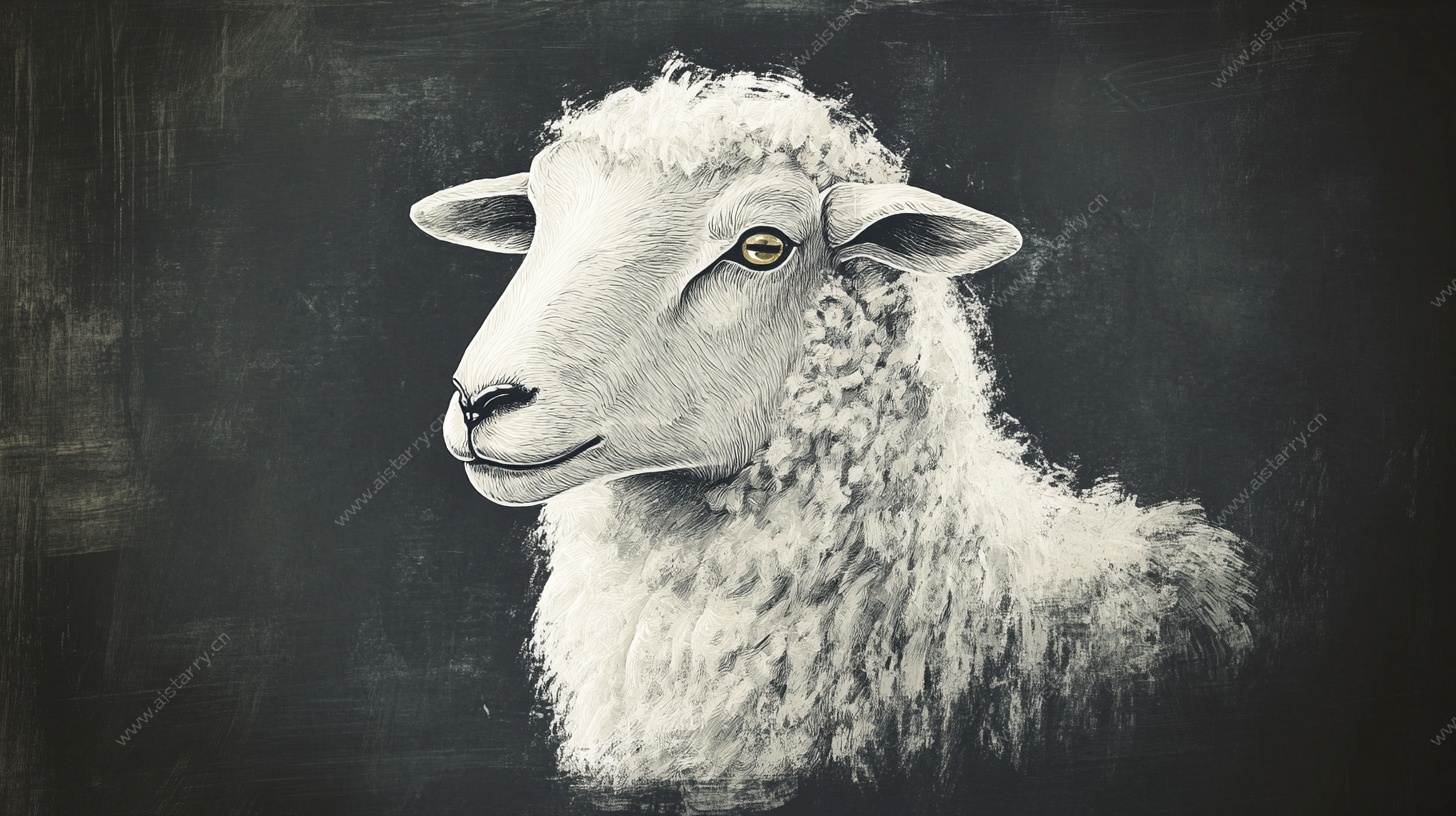 黑白绵羊素描图