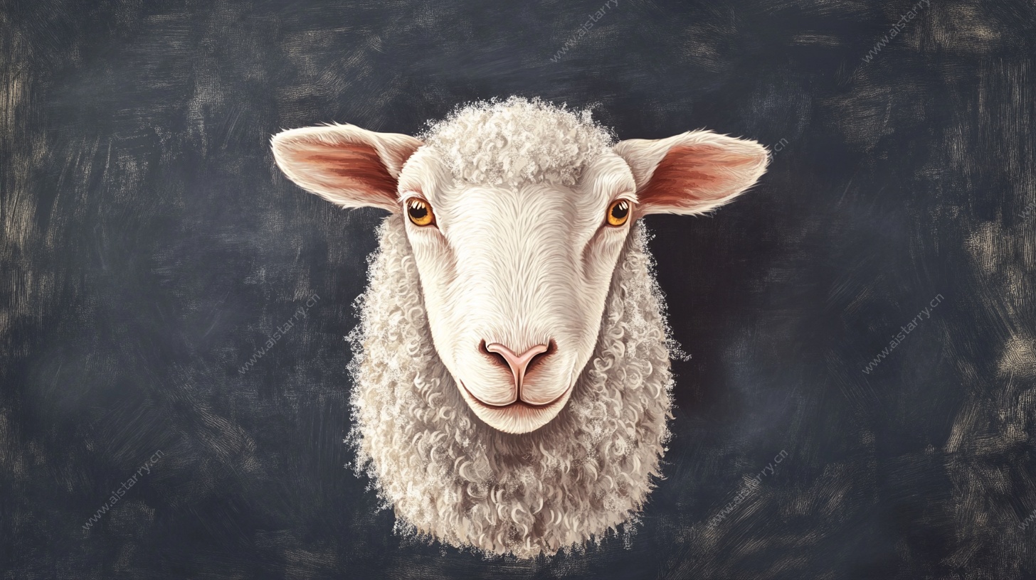 绵羊肖像 简约艺术风描绘