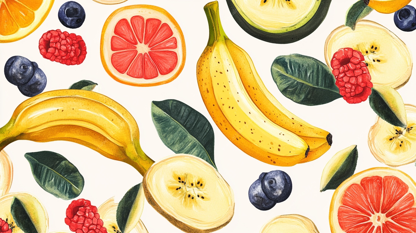 缤纷水果水彩插画