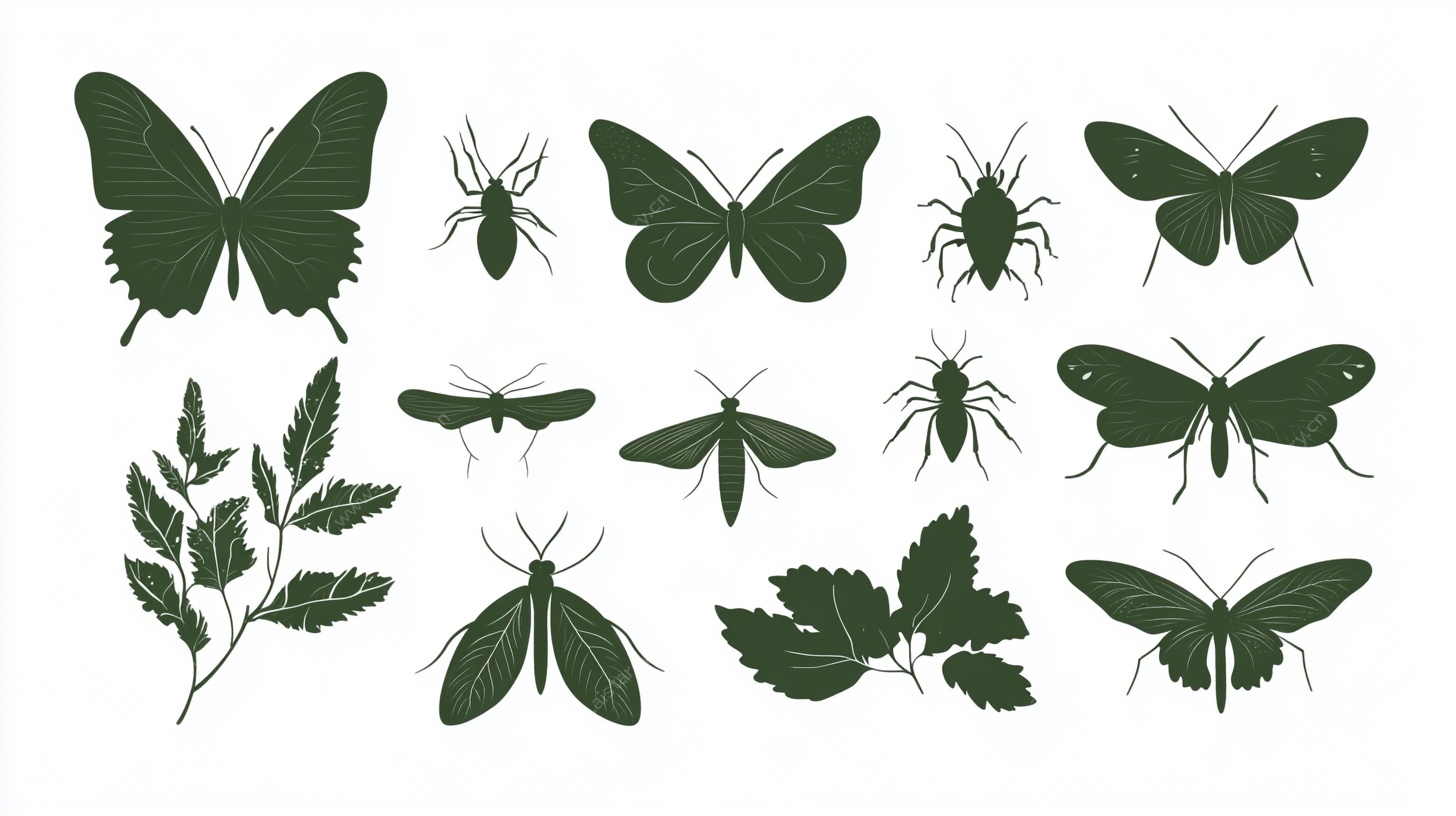 绿叶昆虫插画集合
