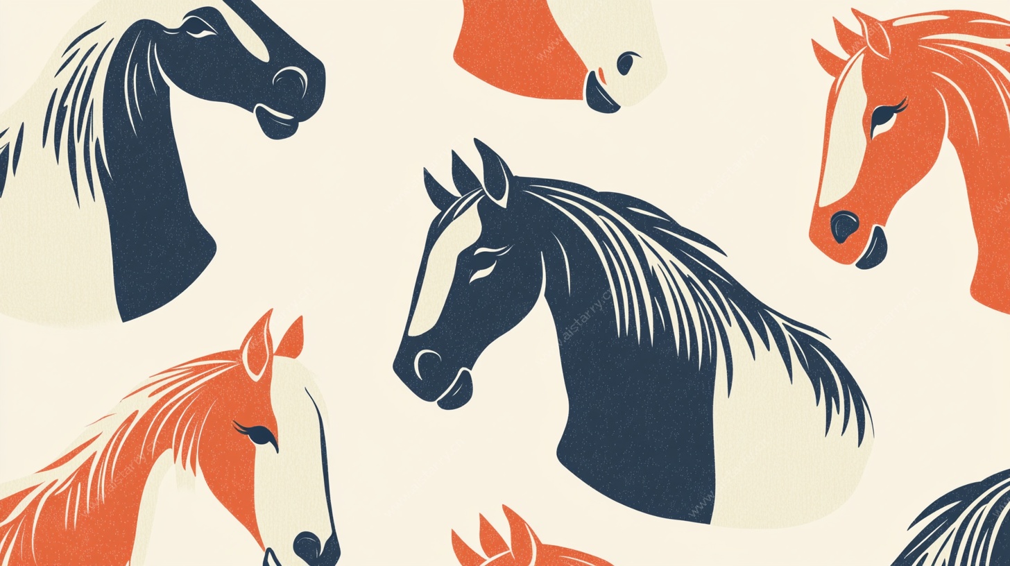 马头图案 复古风动物插画