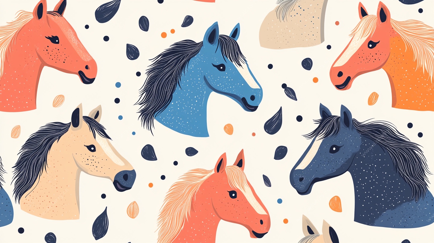 多彩马头图案装饰插画