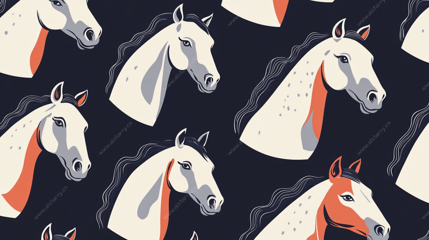 马头图案的几何风格无缝背景