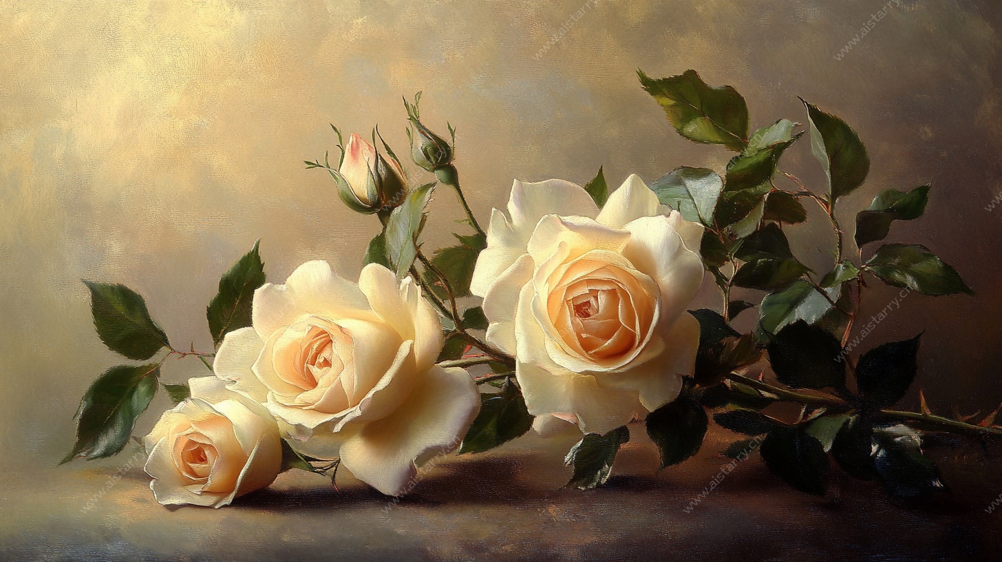 优雅黄玫瑰静物图