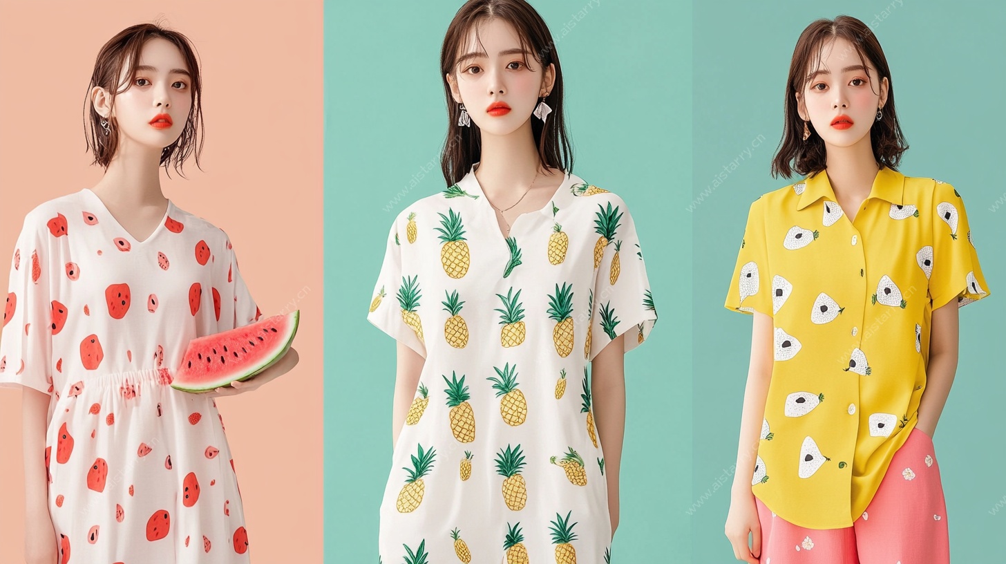 夏日水果印花时尚女装展示