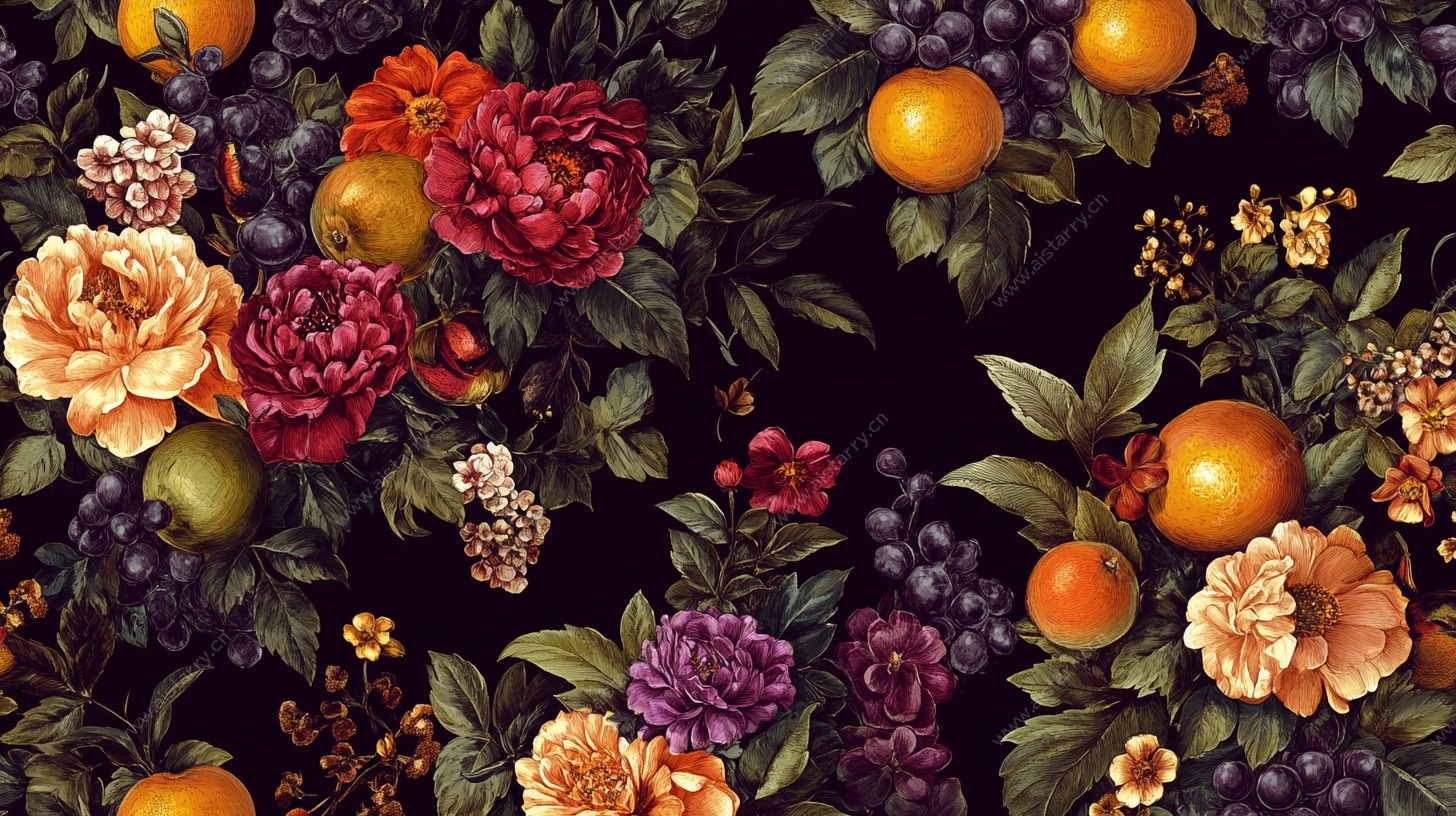 花卉水果复古风图案