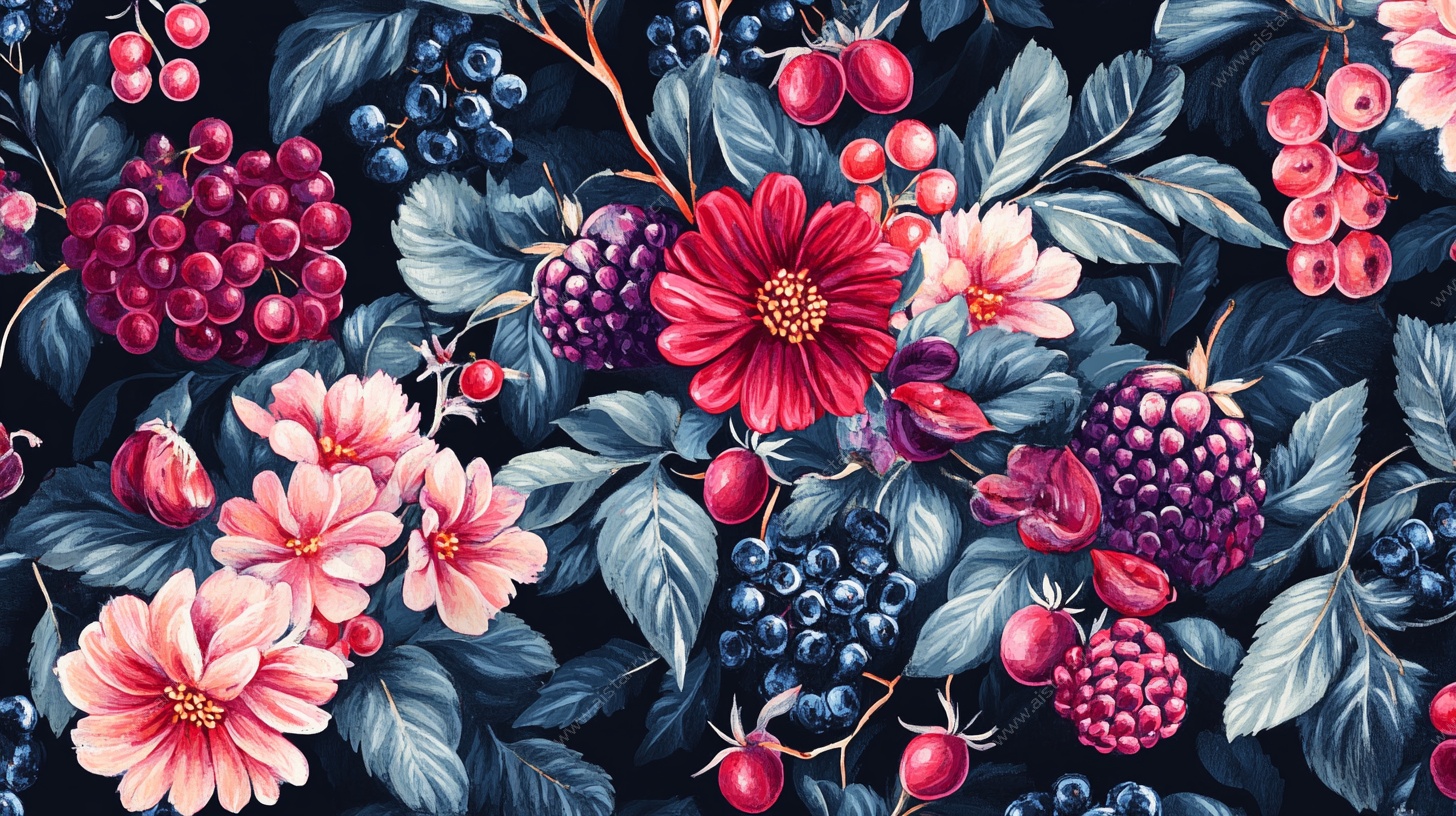 花卉浆果图案装饰画