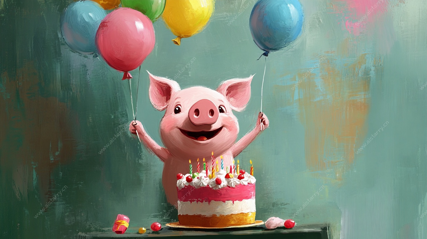 欢乐小猪庆生图