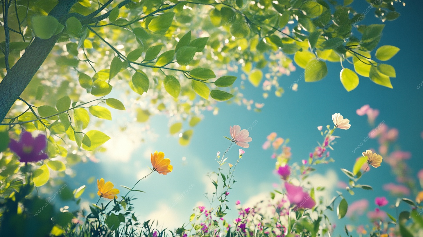 春日繁花绿树梦幻景象