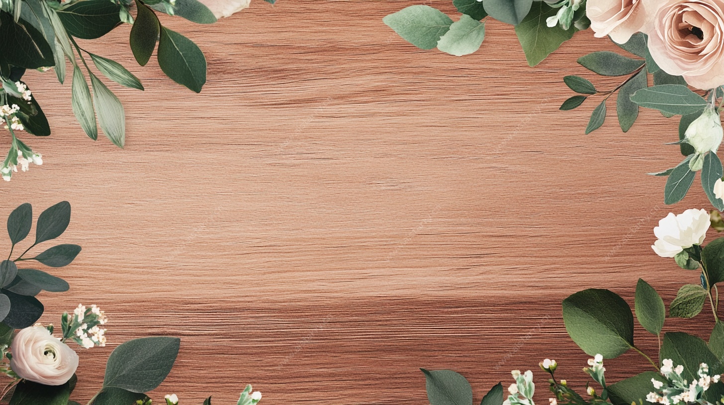 木质背景花卉装饰边框图