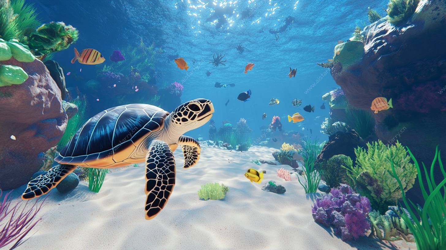 海龟畅游梦幻海底世界