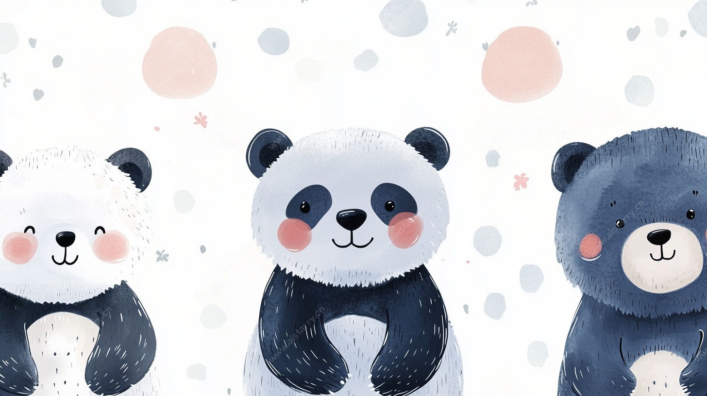 三只萌宠动物插画