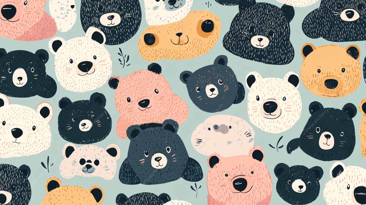 可爱熊头无缝图案背景