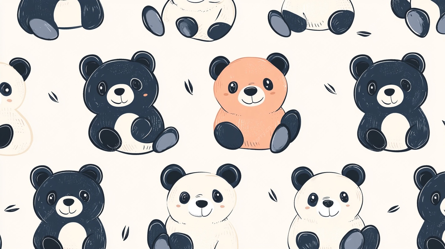 可爱熊猫无缝图案背景