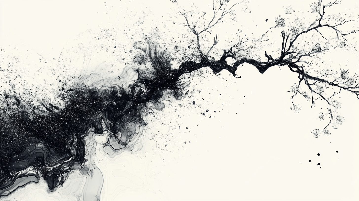 水墨树枝抽象画