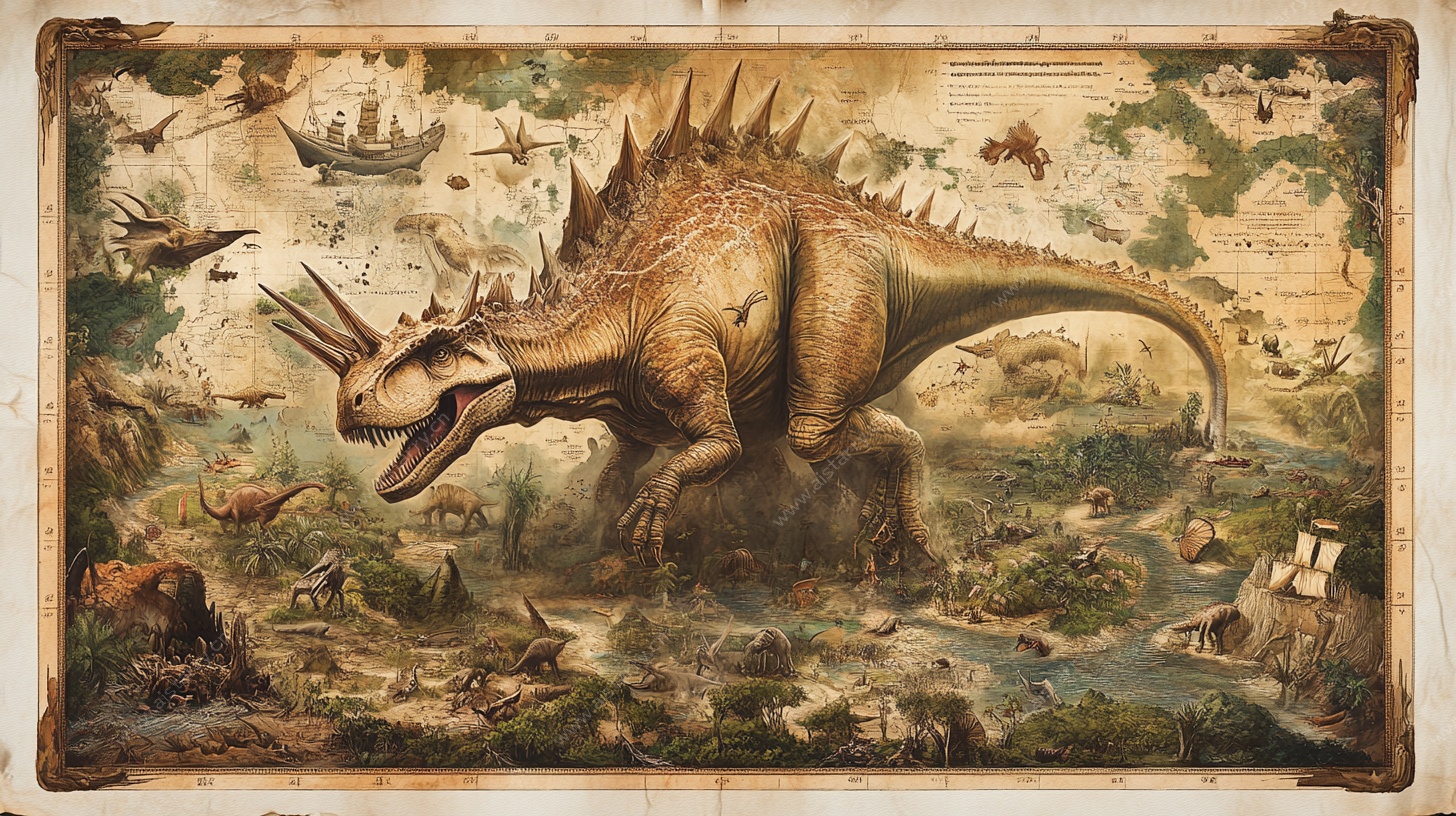 复古风三角龙生态图景