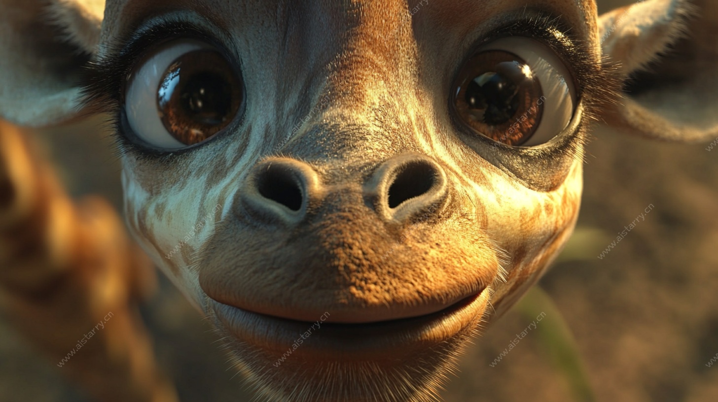 可爱长颈鹿卡通形象特写