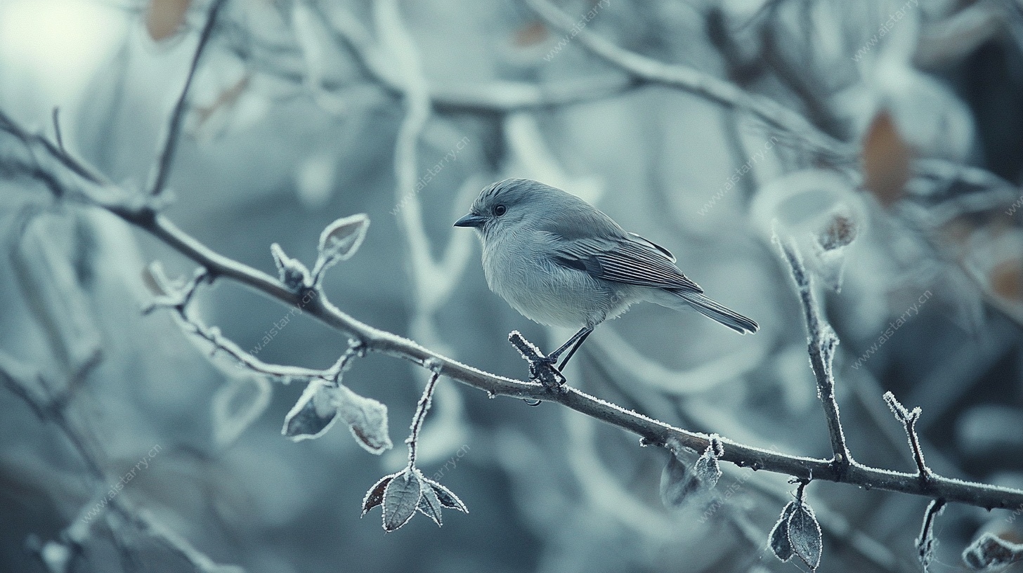 冬日枝头静立的小鸟
