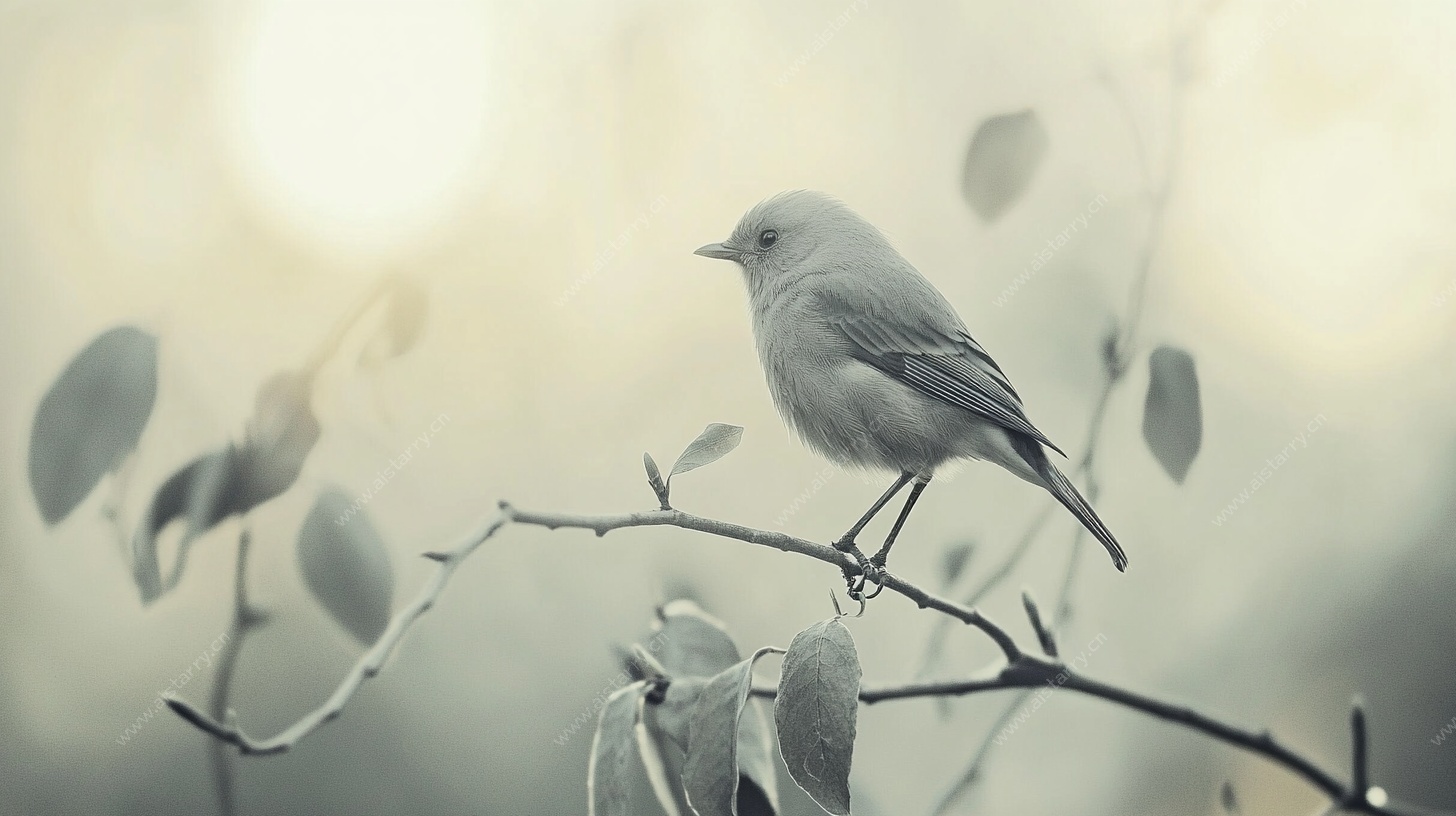 枝头小鸟的静谧瞬间
