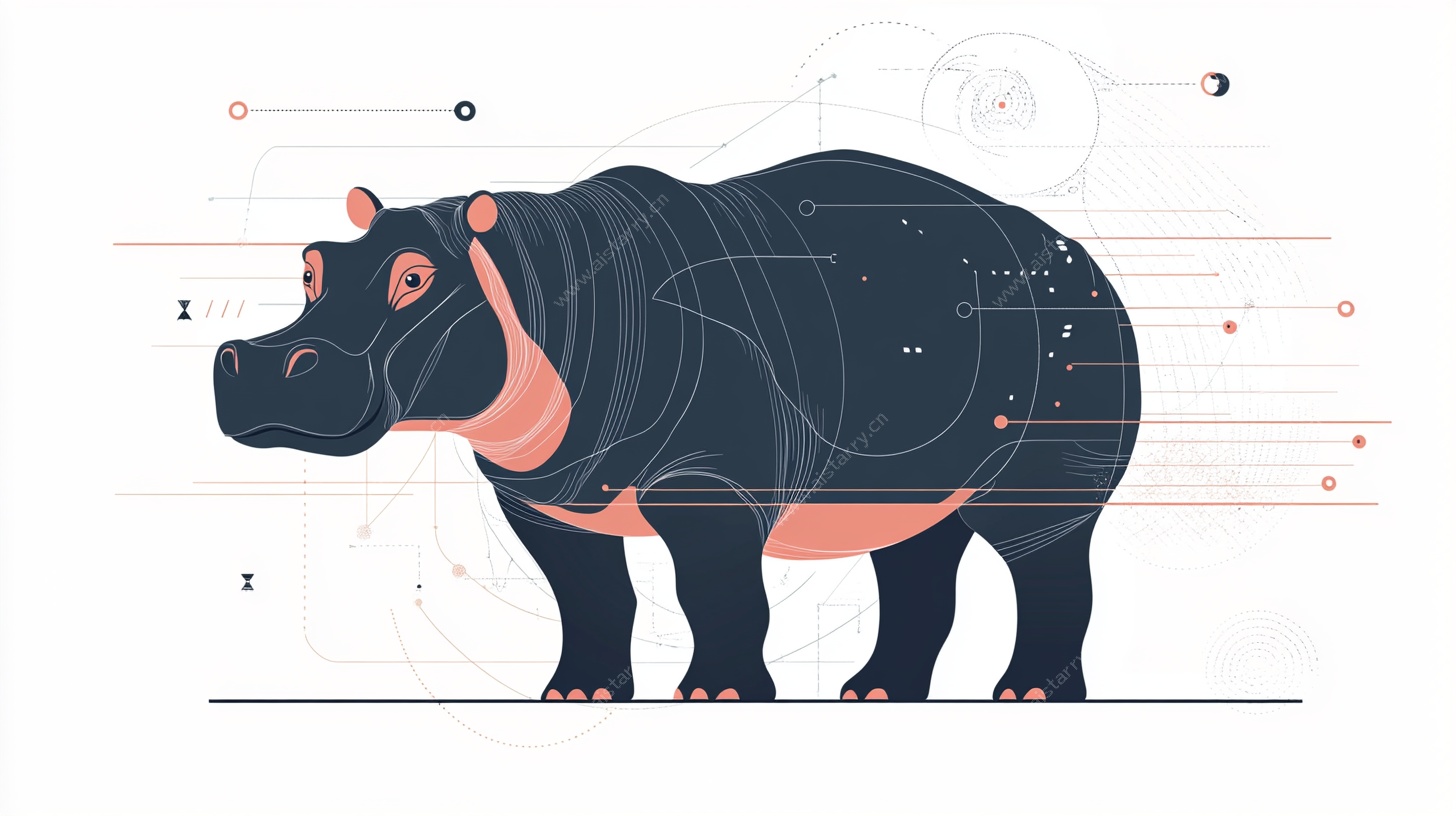 科技风河马插画