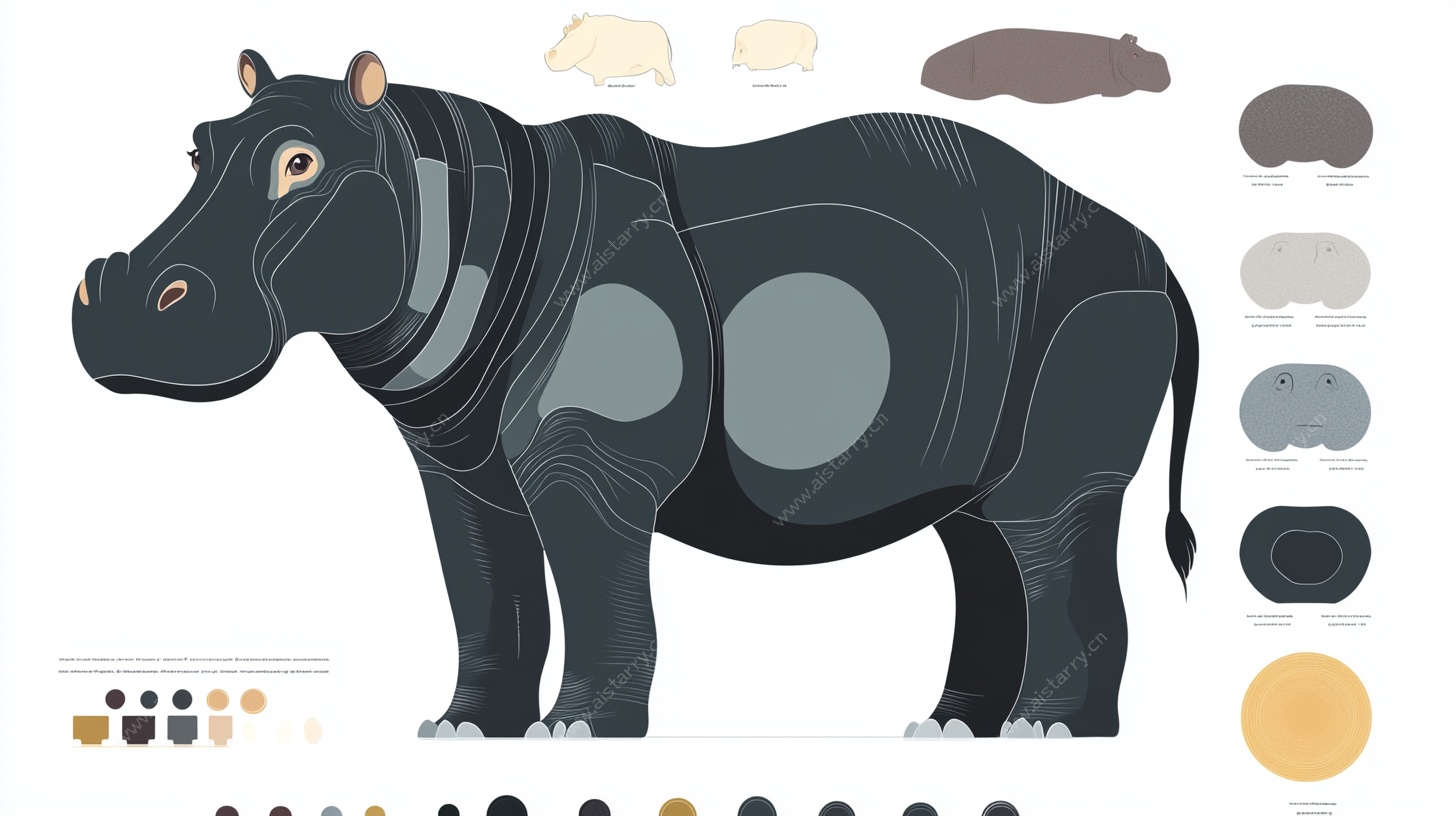 河马插画及色彩展示