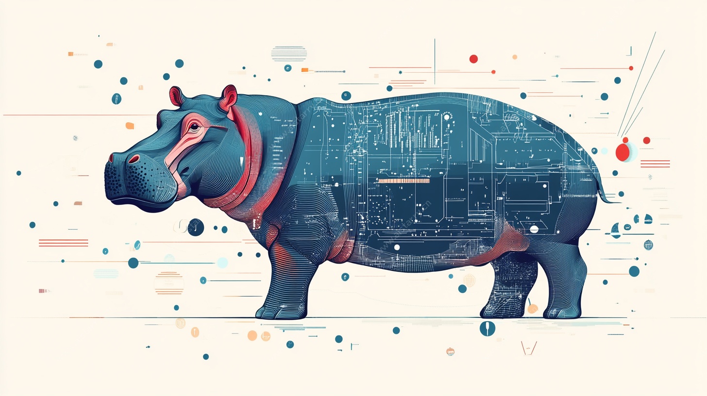 科技风河马插画