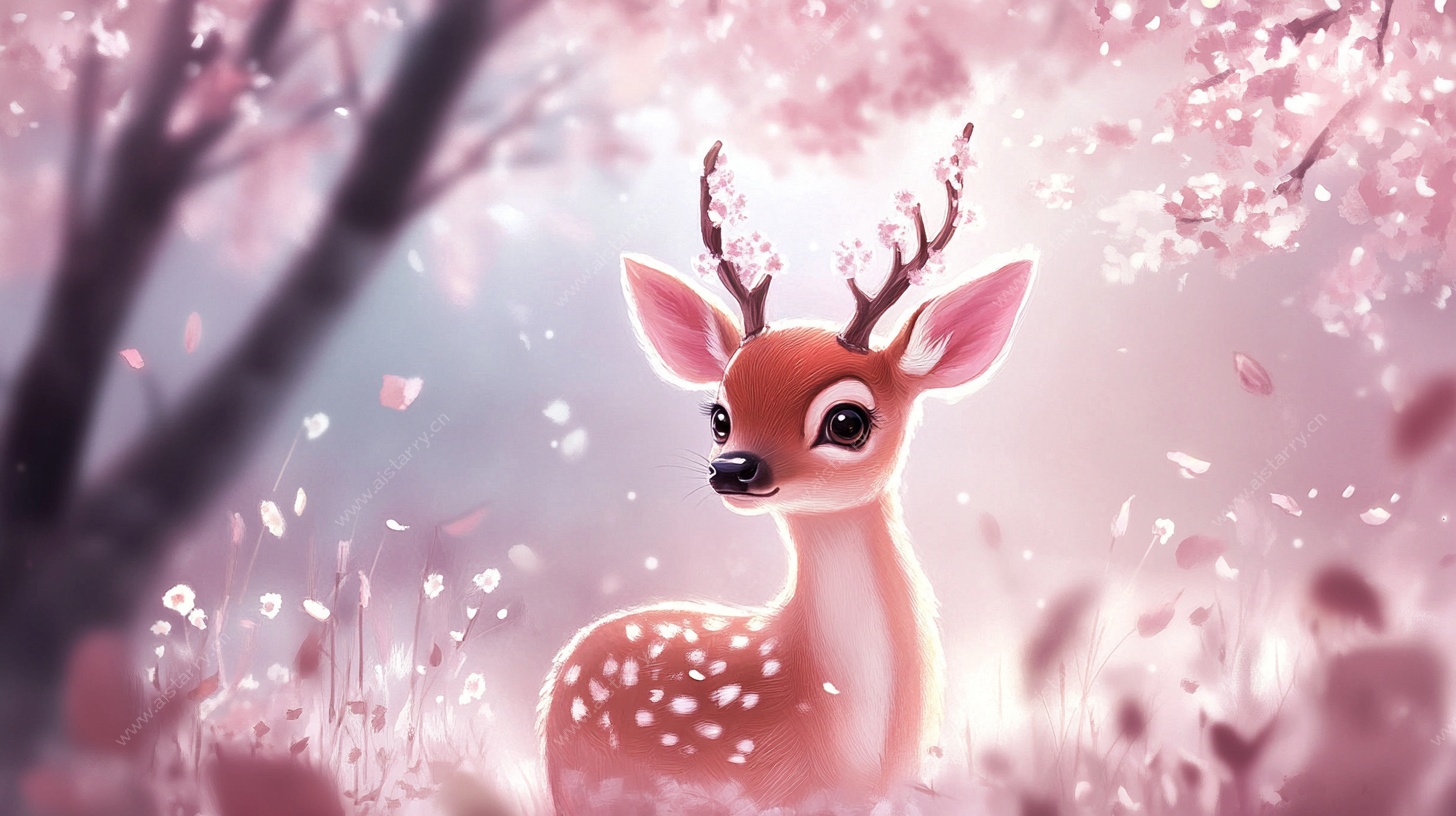 梦幻小鹿的粉色森林奇遇