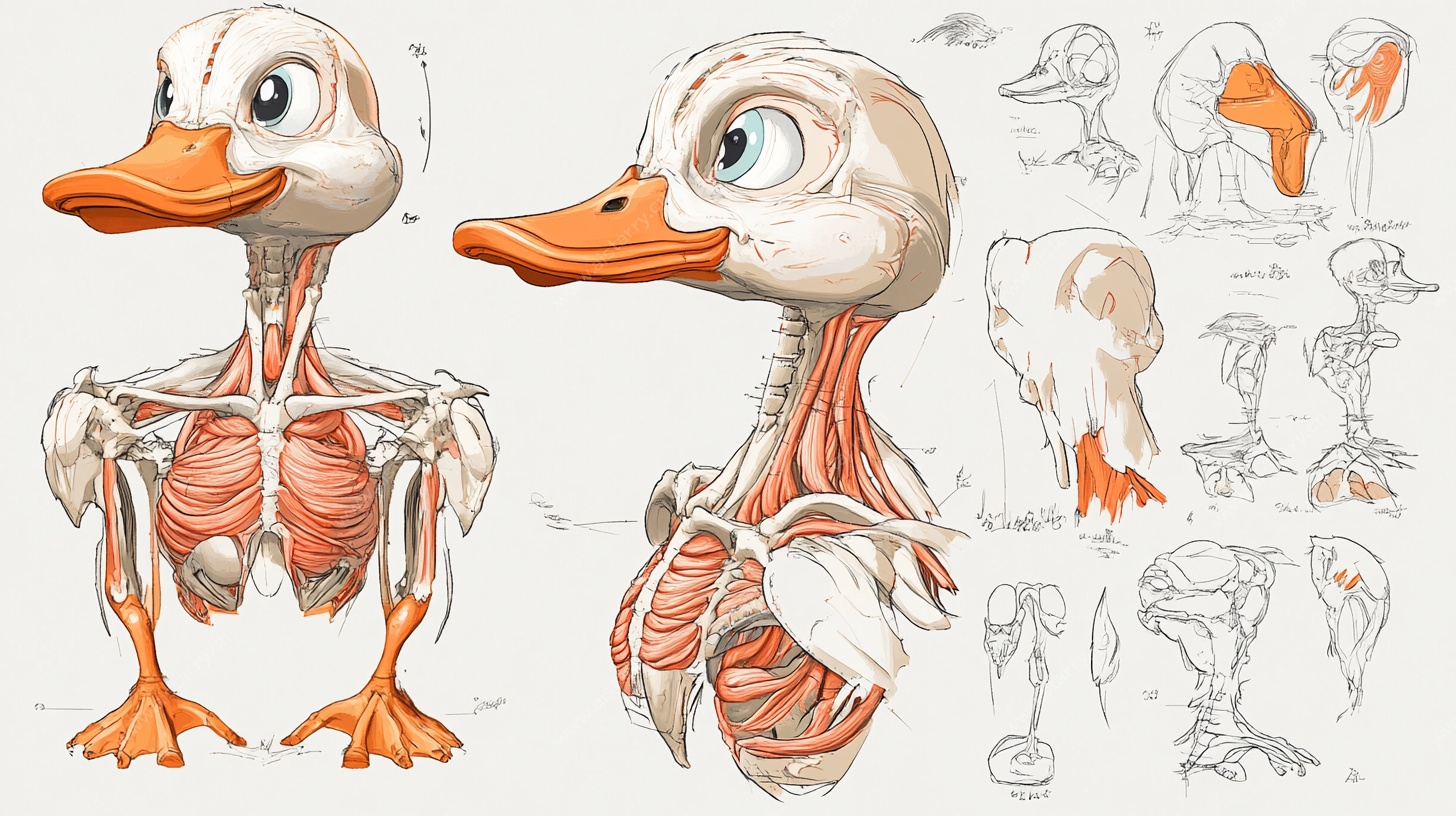 鸭子解剖结构插画