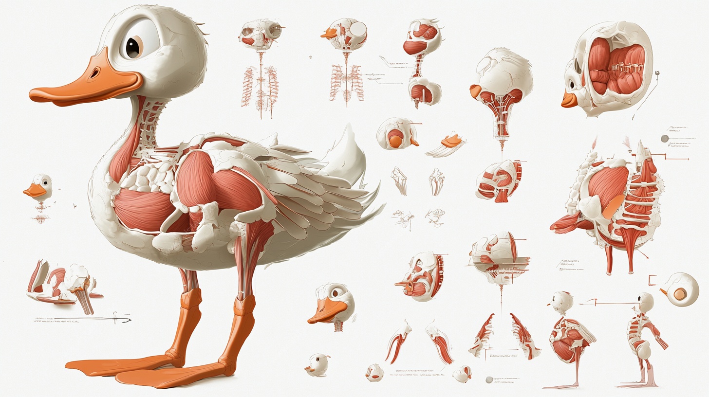 鸭子解剖结构插画展示