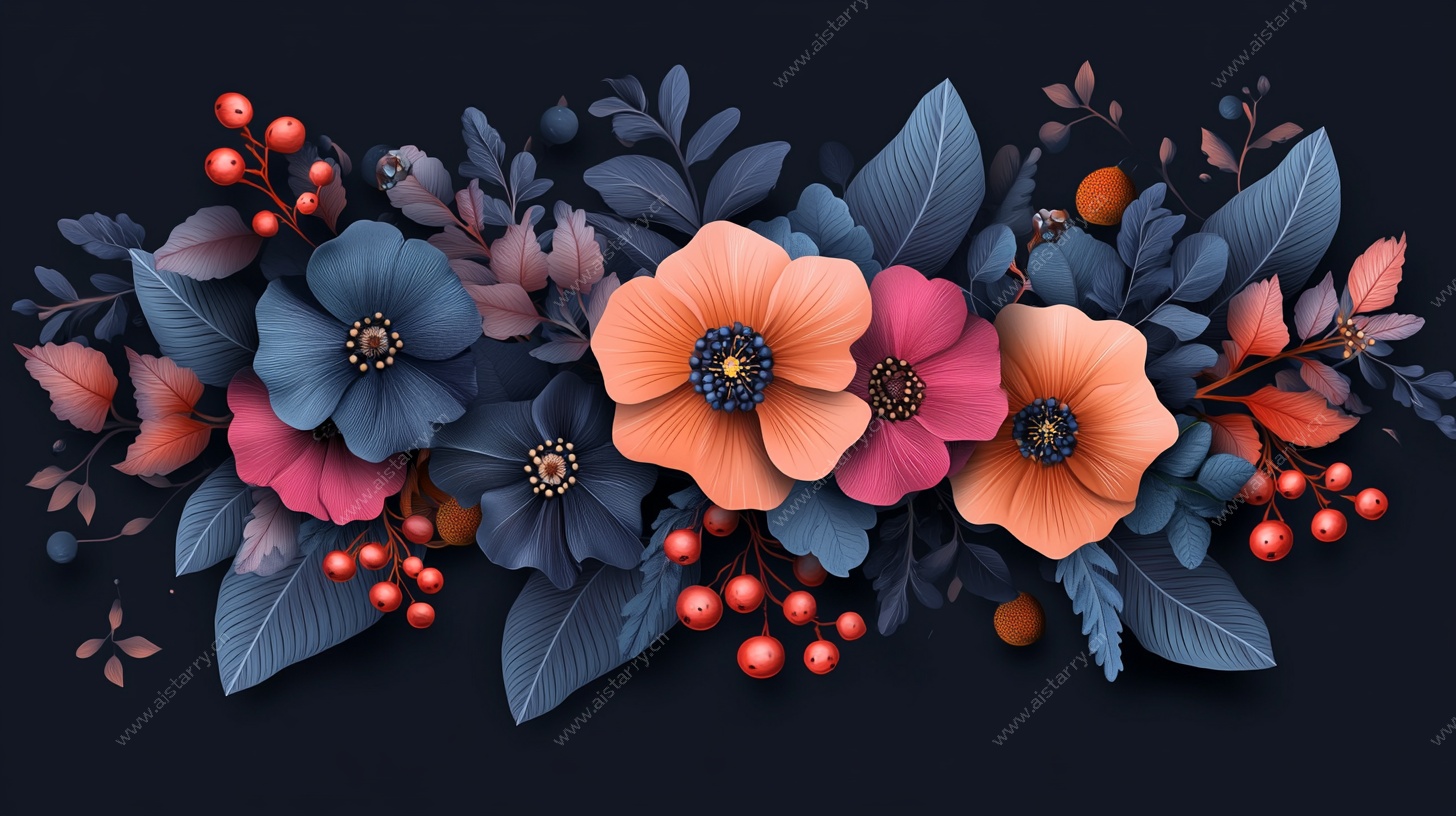 多彩花卉装饰图案