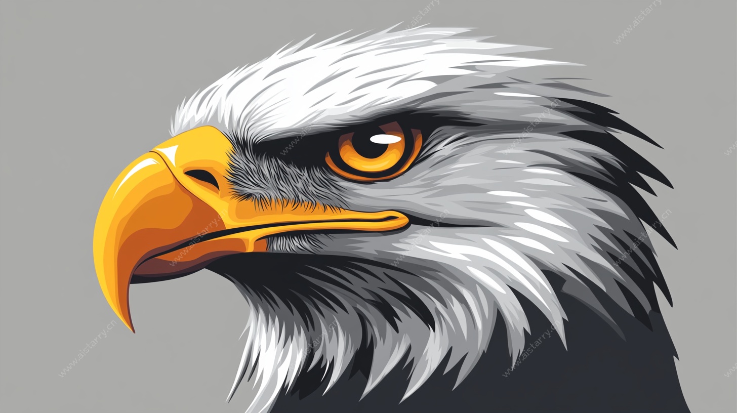 威严白头鹰特写插画