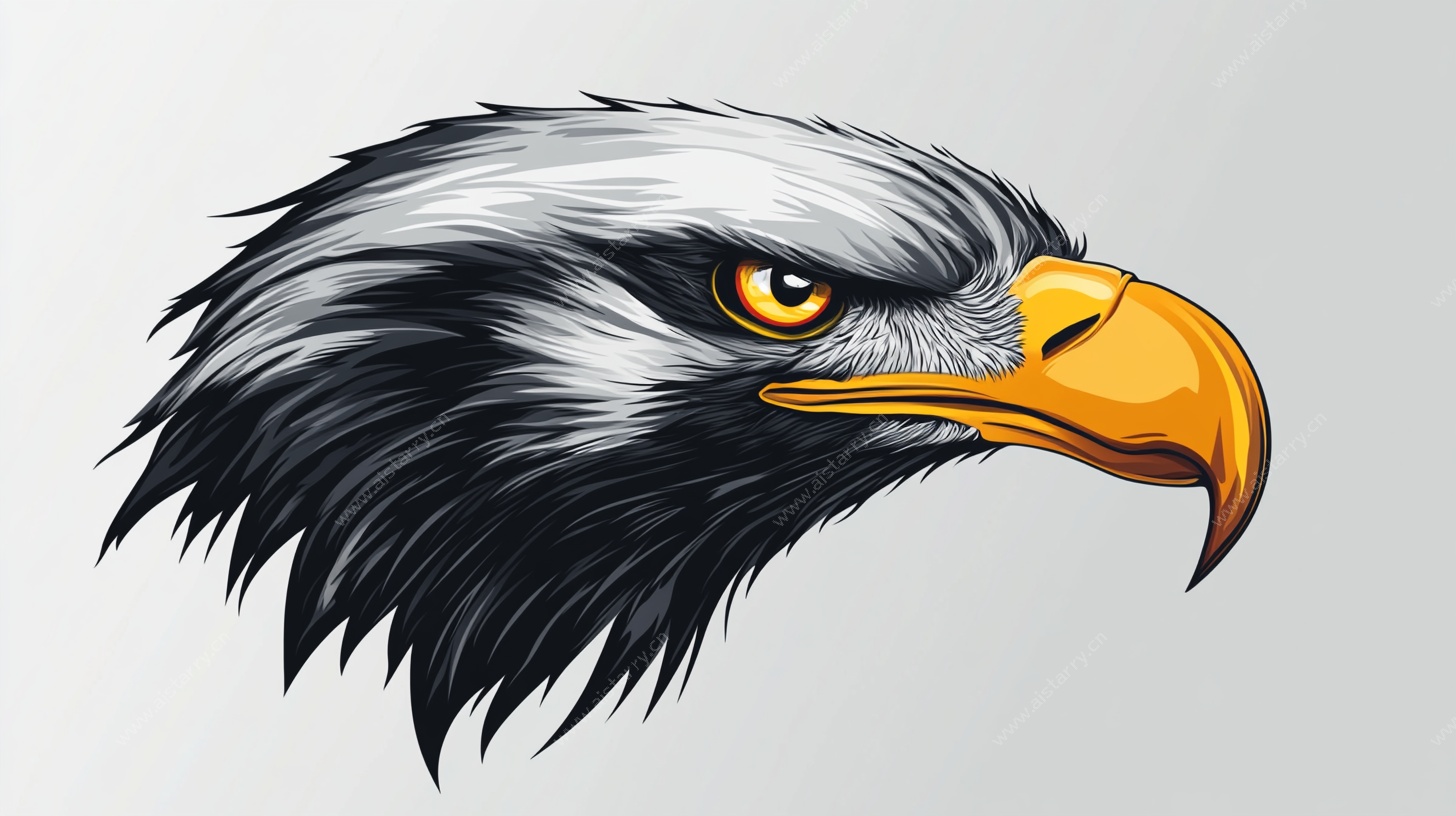 威严白头鹰头像插画