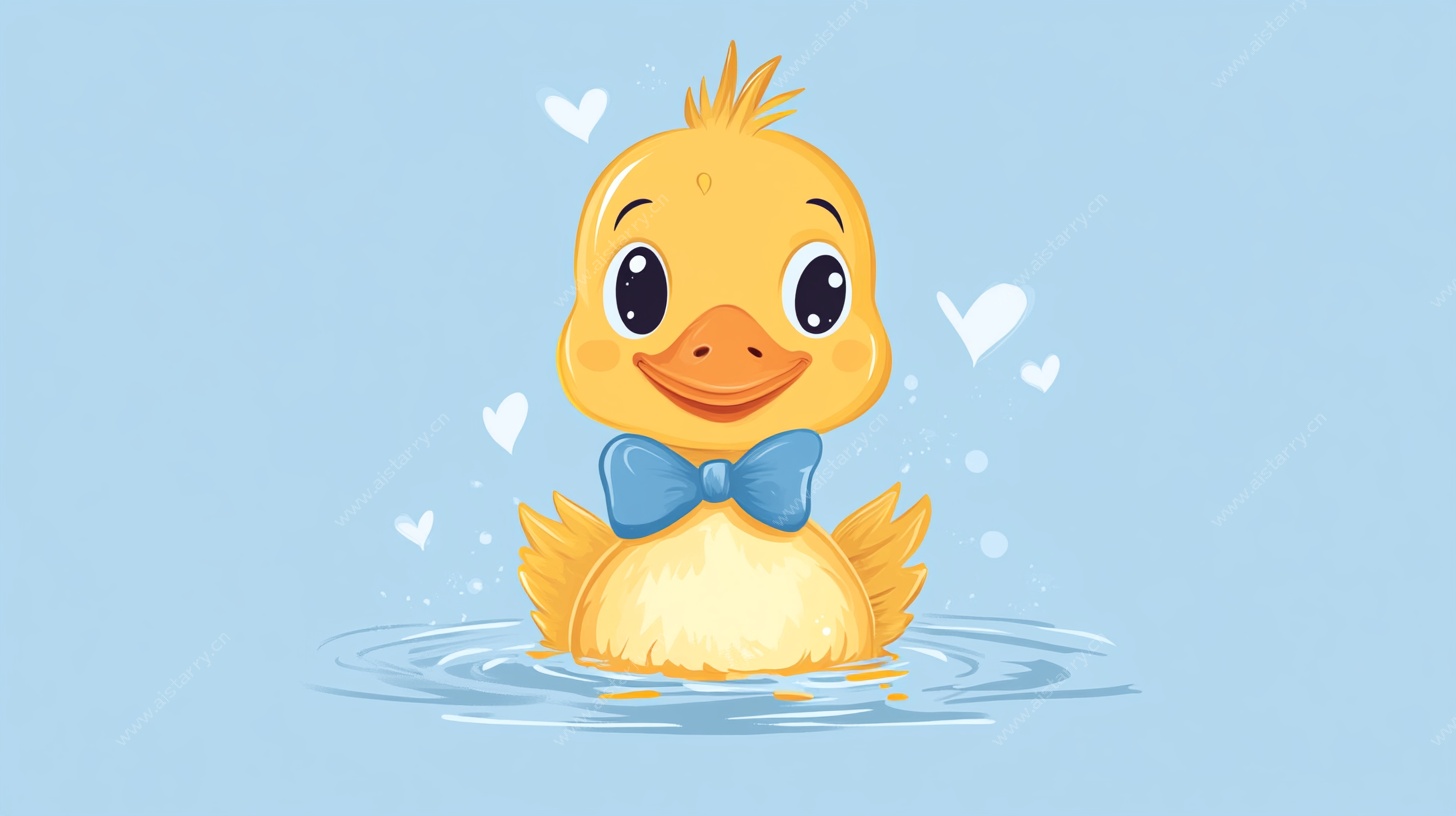 可爱小黄鸭水中嬉戏图