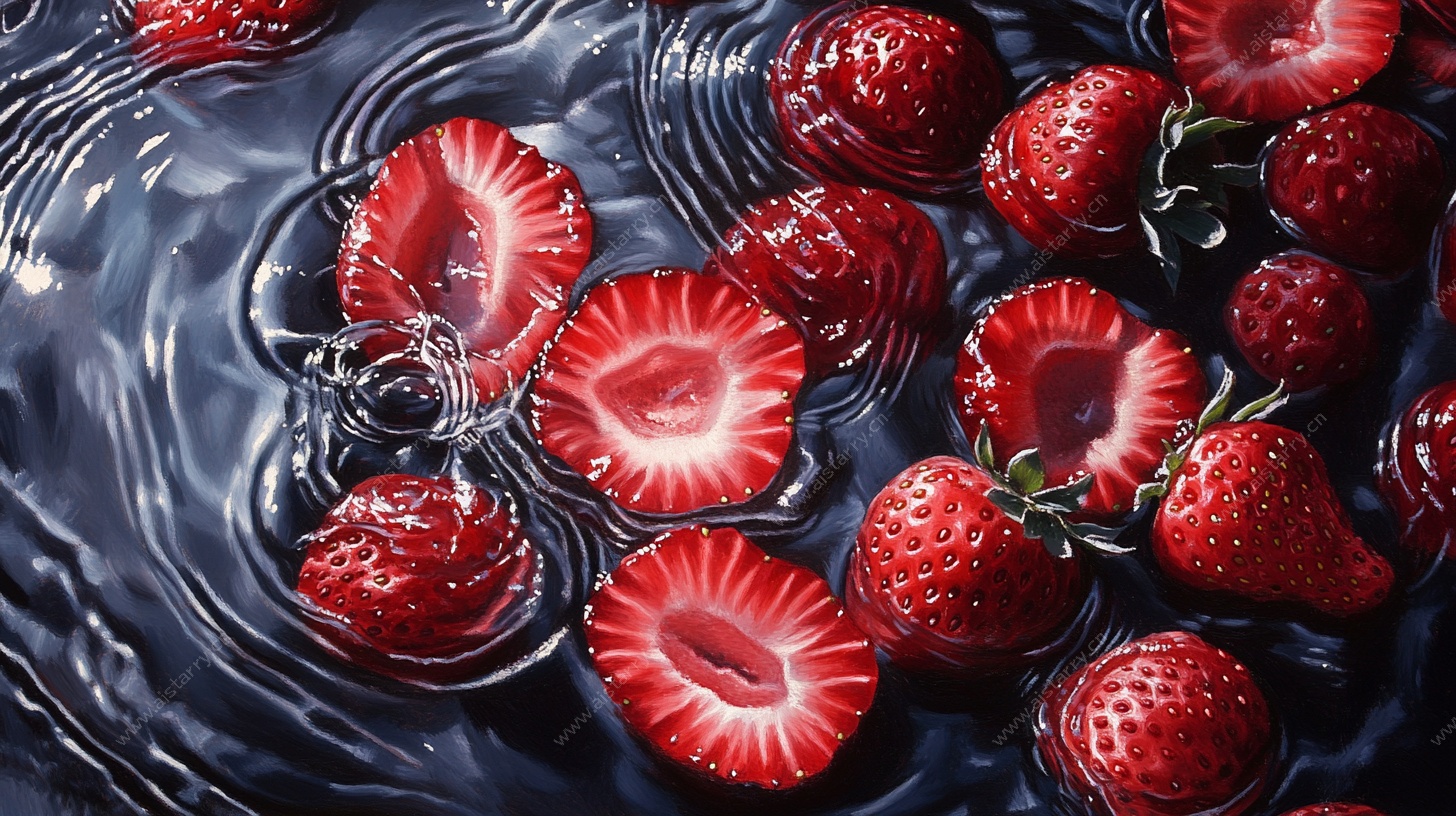 水中鲜草莓 灵动视觉盛宴
